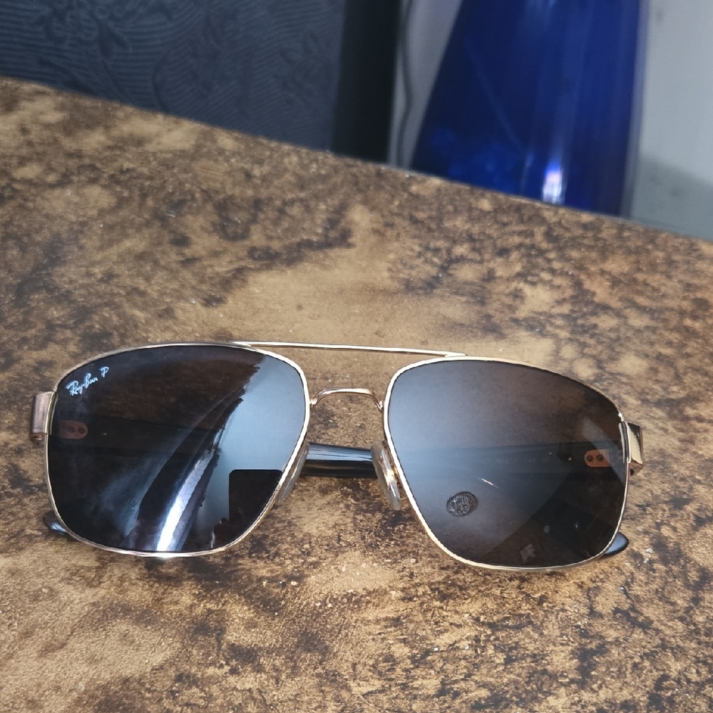Ray-Ban Gold Frame Sunglasses with Black Lenses
